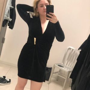 Calvin Klein Velvet Long Sleeve Dress